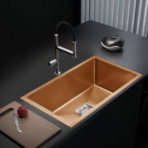 single bowl Rose Gold Finish Kitchen Sink