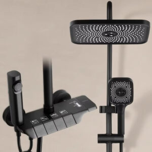 Black Thermostatic Rain Shower Set