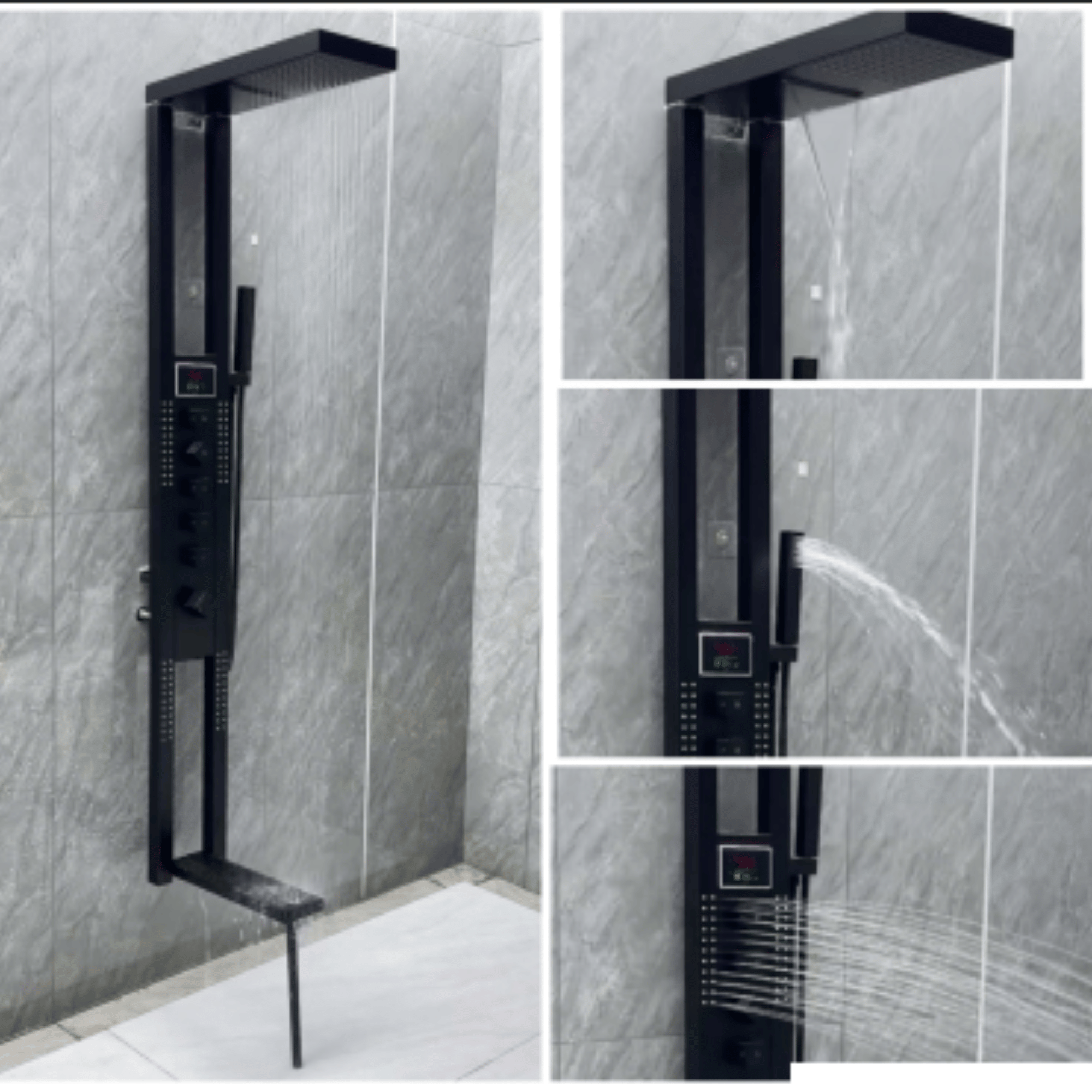 Aqua Elite Shower Panel Matte Black Stainless Steel Luxury Shower System