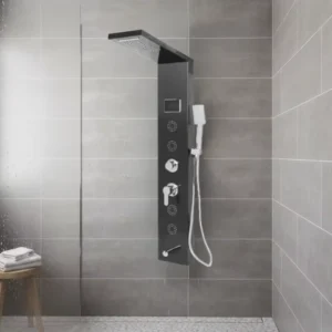 Black Split Shower Screen Wall Mounted Shower