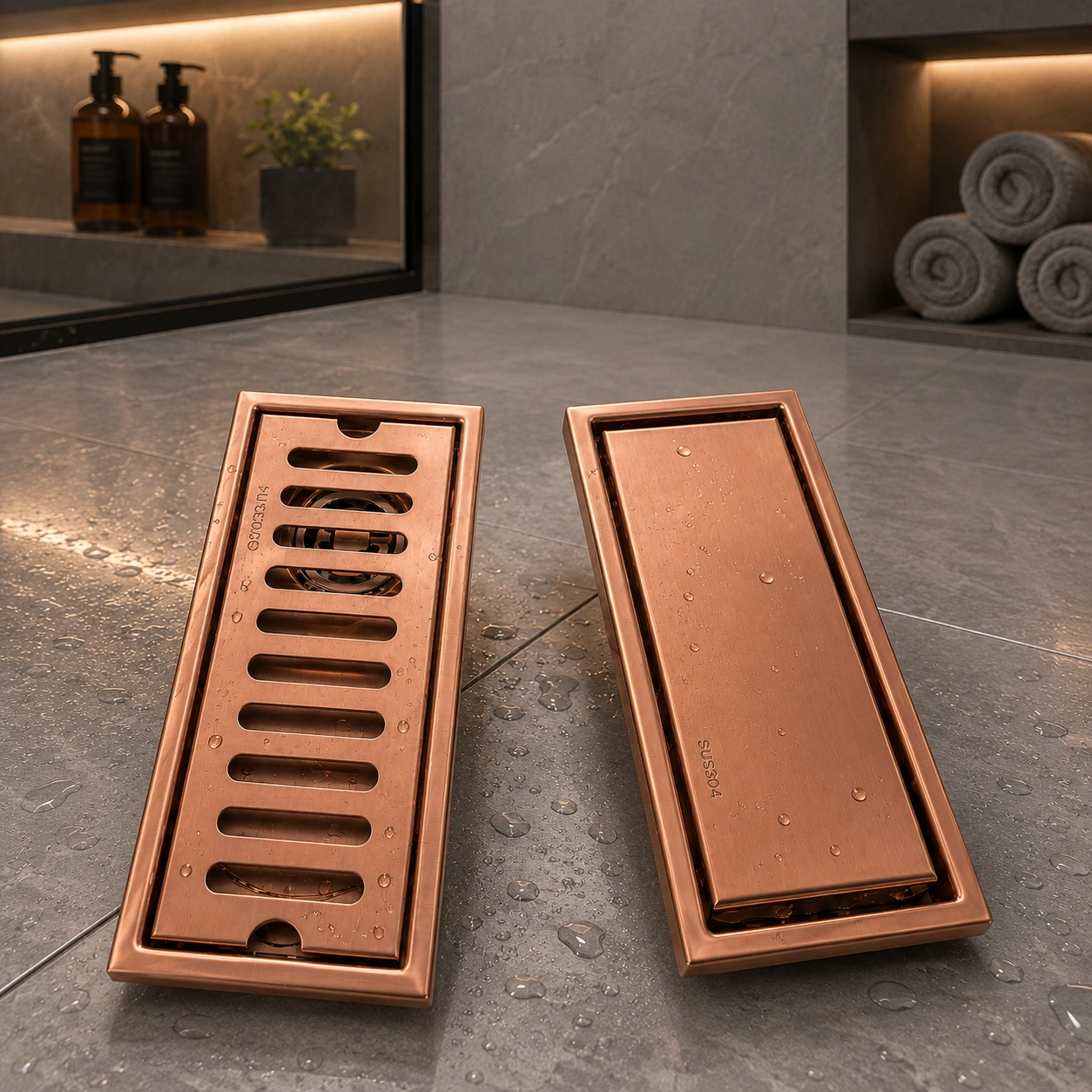 Rose Gold Tile Insert Linear Drain SUS 304