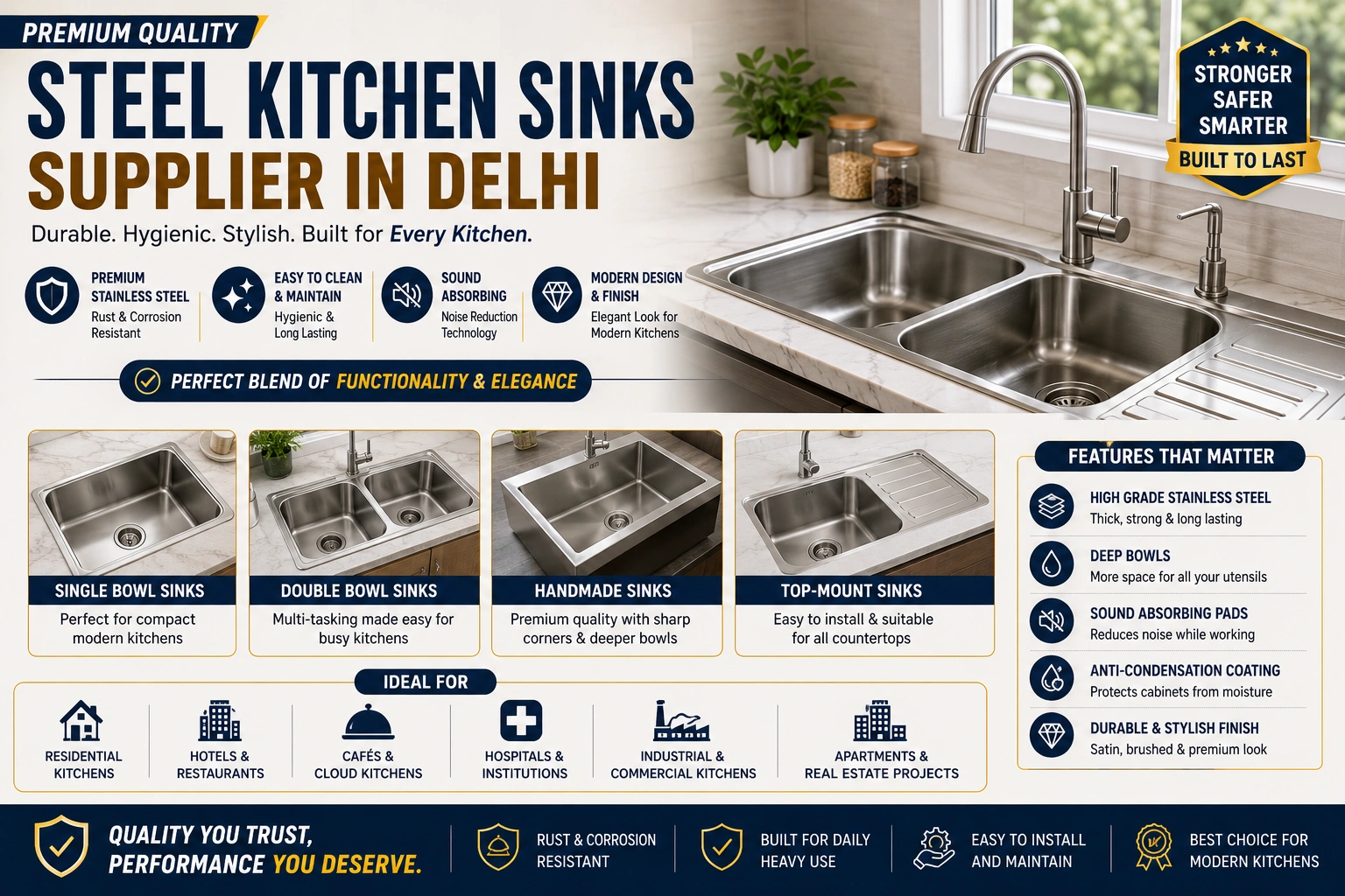 Steel Kitchen Sinks Supplier In Delhi